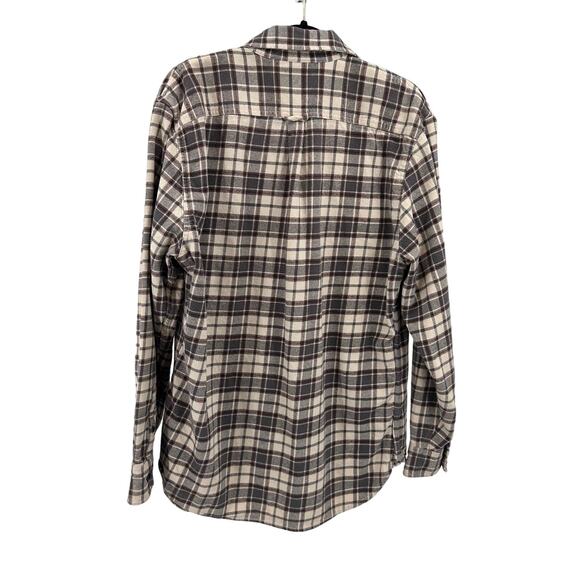 Jachs Flannel Gray/Brown/White Men's Plaid Button-Up Shirt L Tall Hi-Low Hem LS - Picture 2 of 6